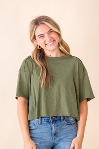 Cotton Short Sleeve Cropped Box Top