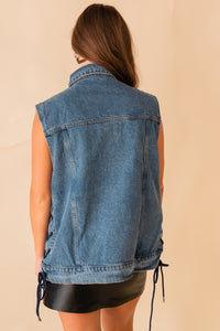 Monica Lace Up Side Denim Vest