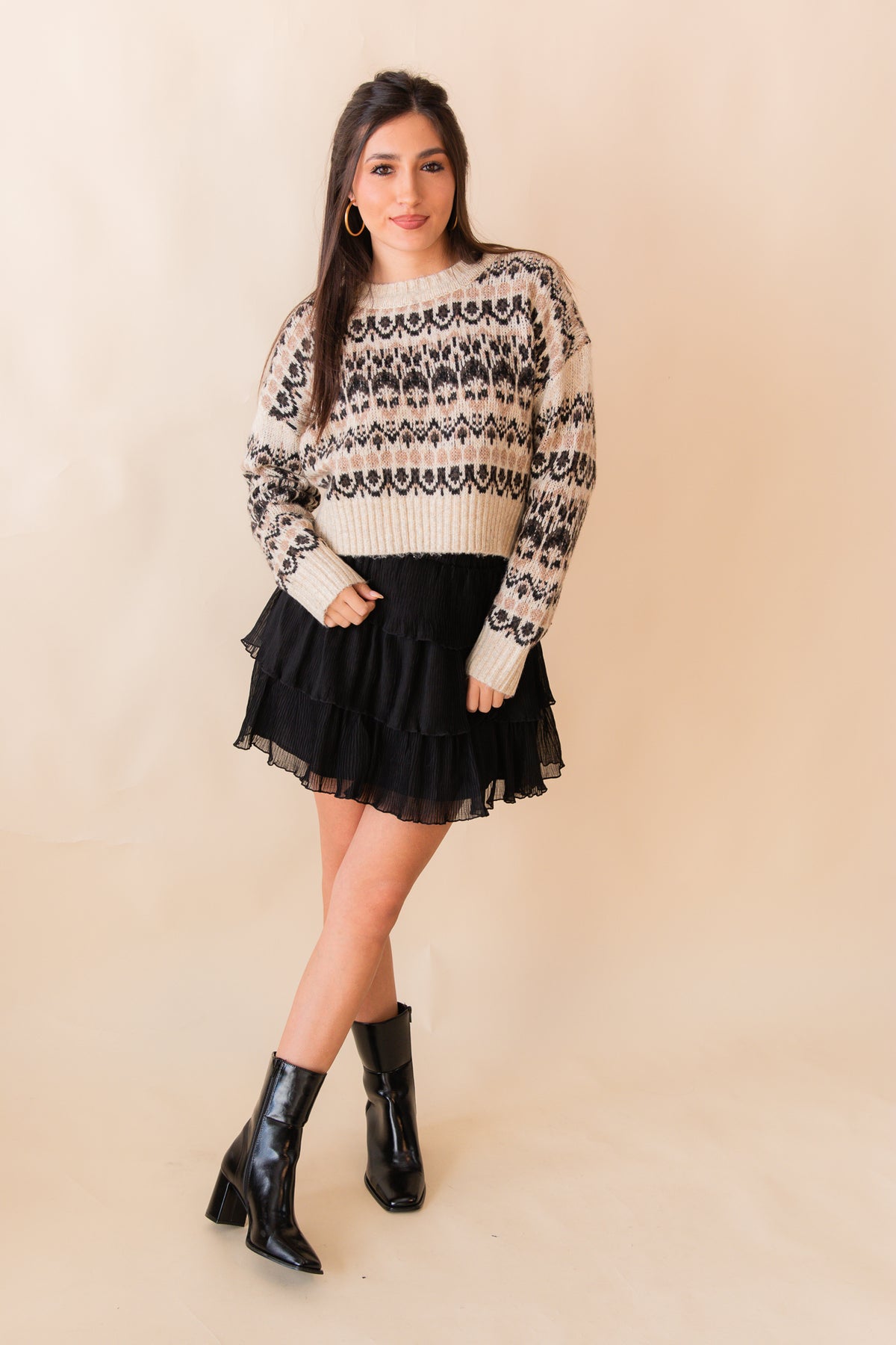 Rural Nordic Pattern Pullover Sweater