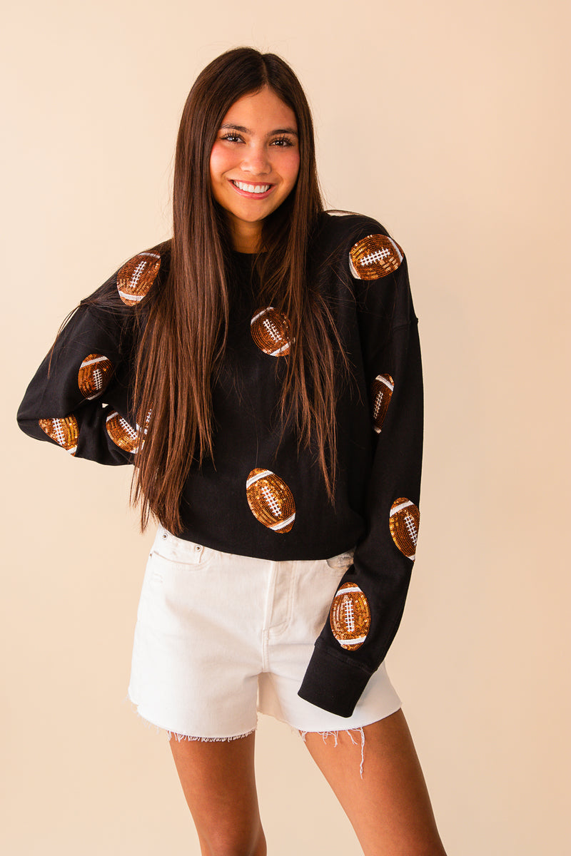 Sequin Football Classic Sweatshirt