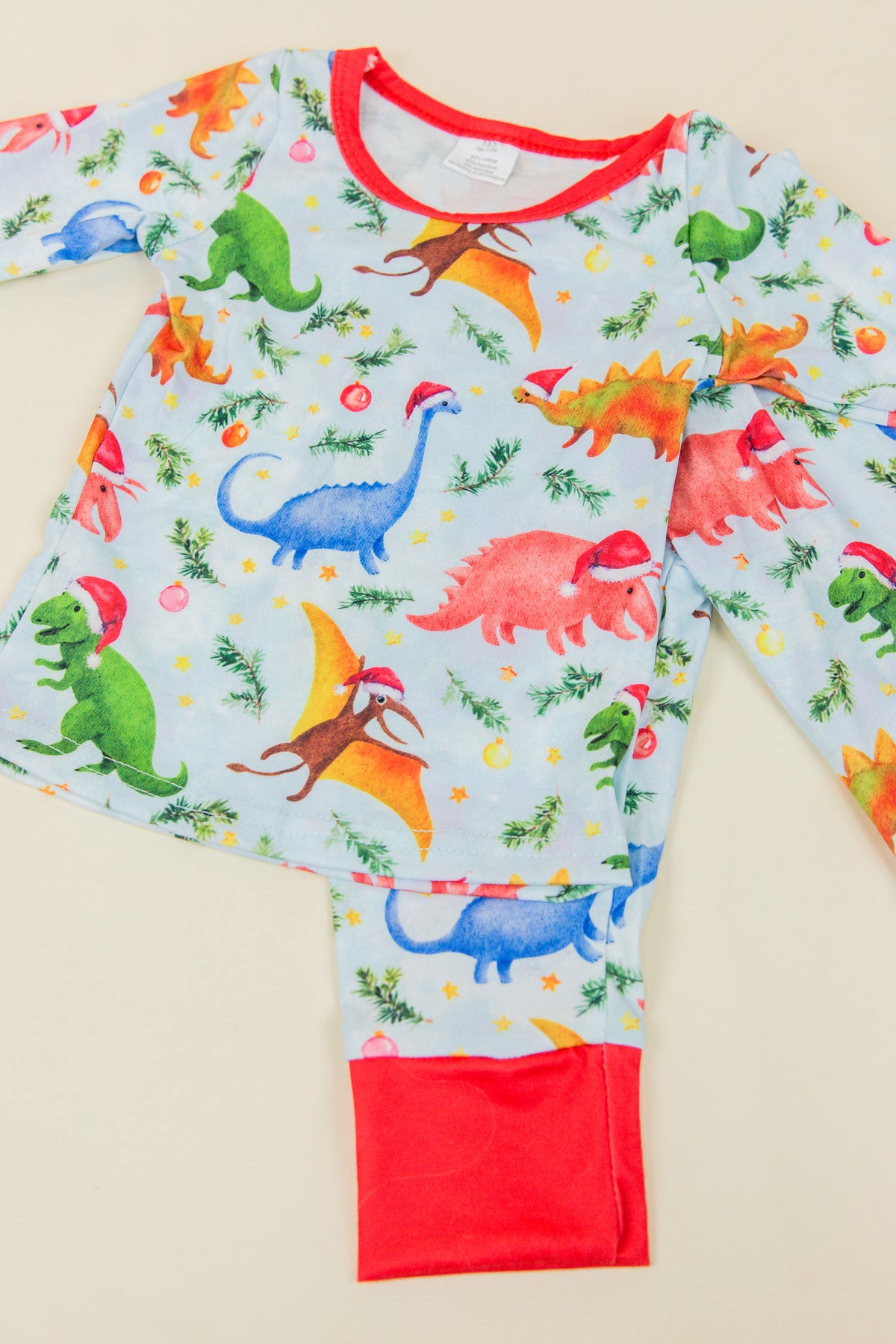 Long Sleeves Dinosaur Christmas Hat Boys Pajamas