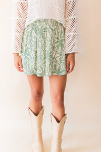 Palm Whispers Elastic Waist Mini Skirt