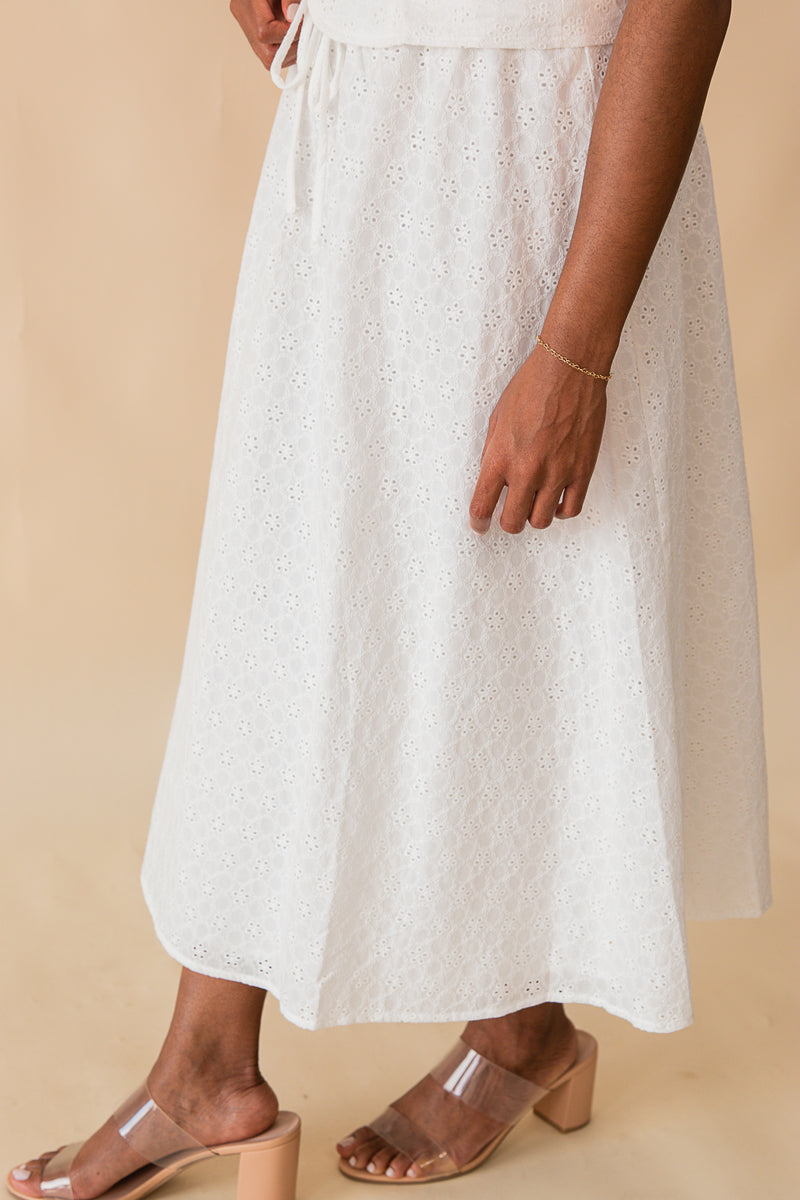 Sun Dream Eyelet Drawstring Maxi Skirt