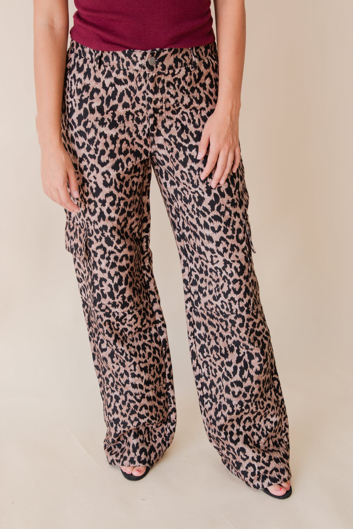 Get Wild Leopard Print Wide leg Cargo Pants