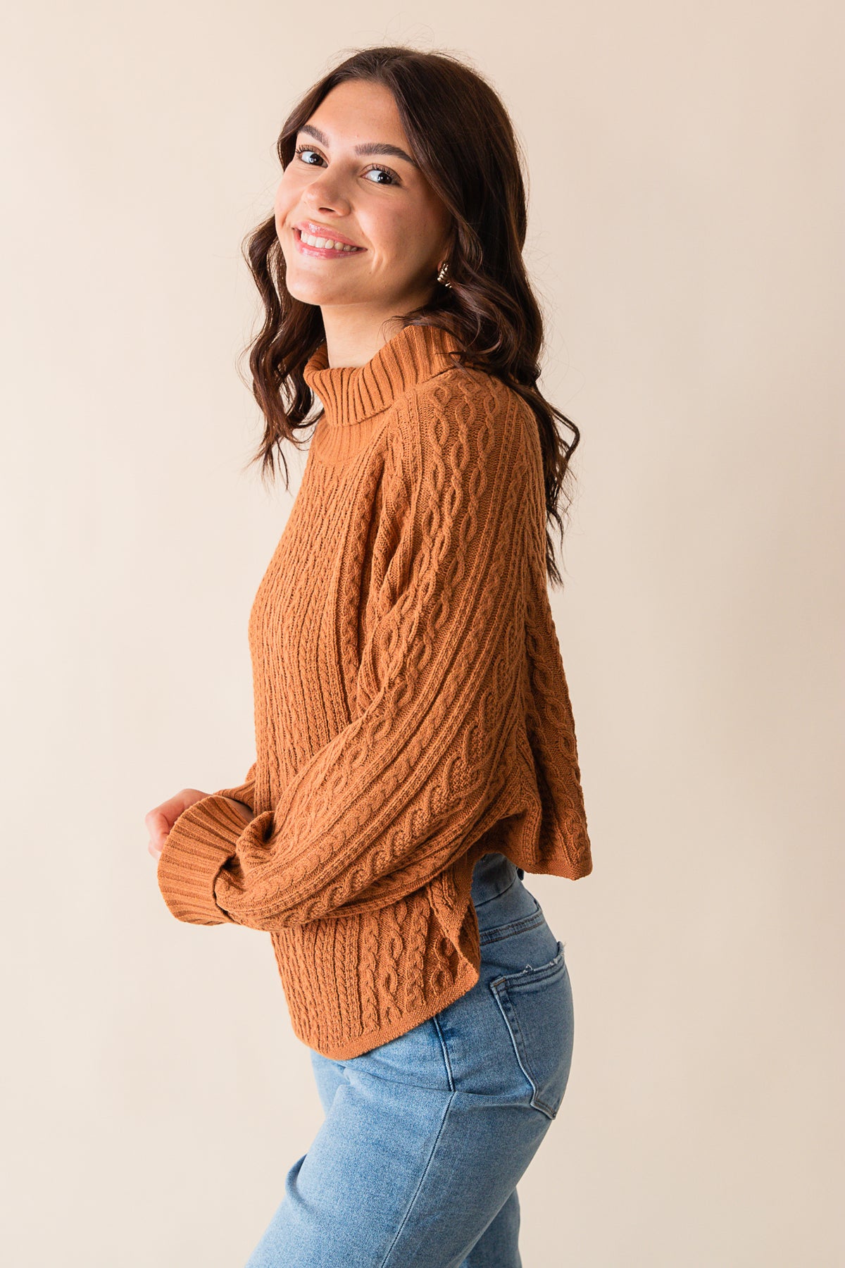 Fable Turtleneck Cable Knit Sweater