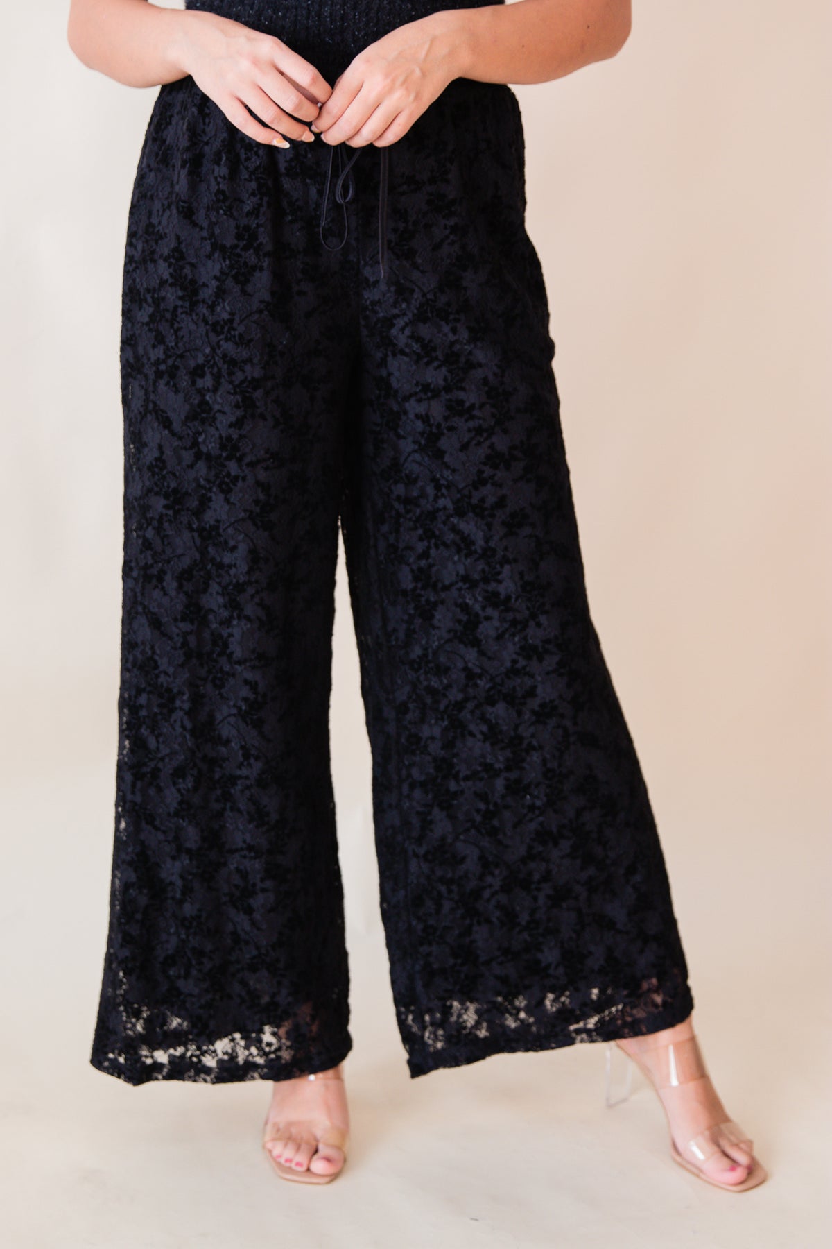 At Dusk Velvet Lace Wide Leg Pants