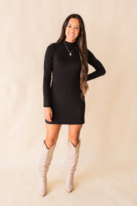 Hustle Mock Neck Knit Mini Dress