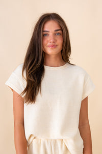 Chenille Short Sleeve Top