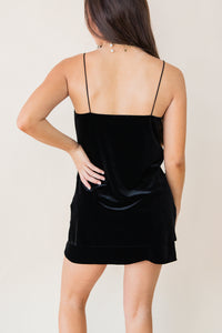 Sahar Velvet Cami Top with Side Slits