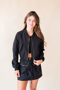 Clara Cropped Zip Up Bomber Jacket