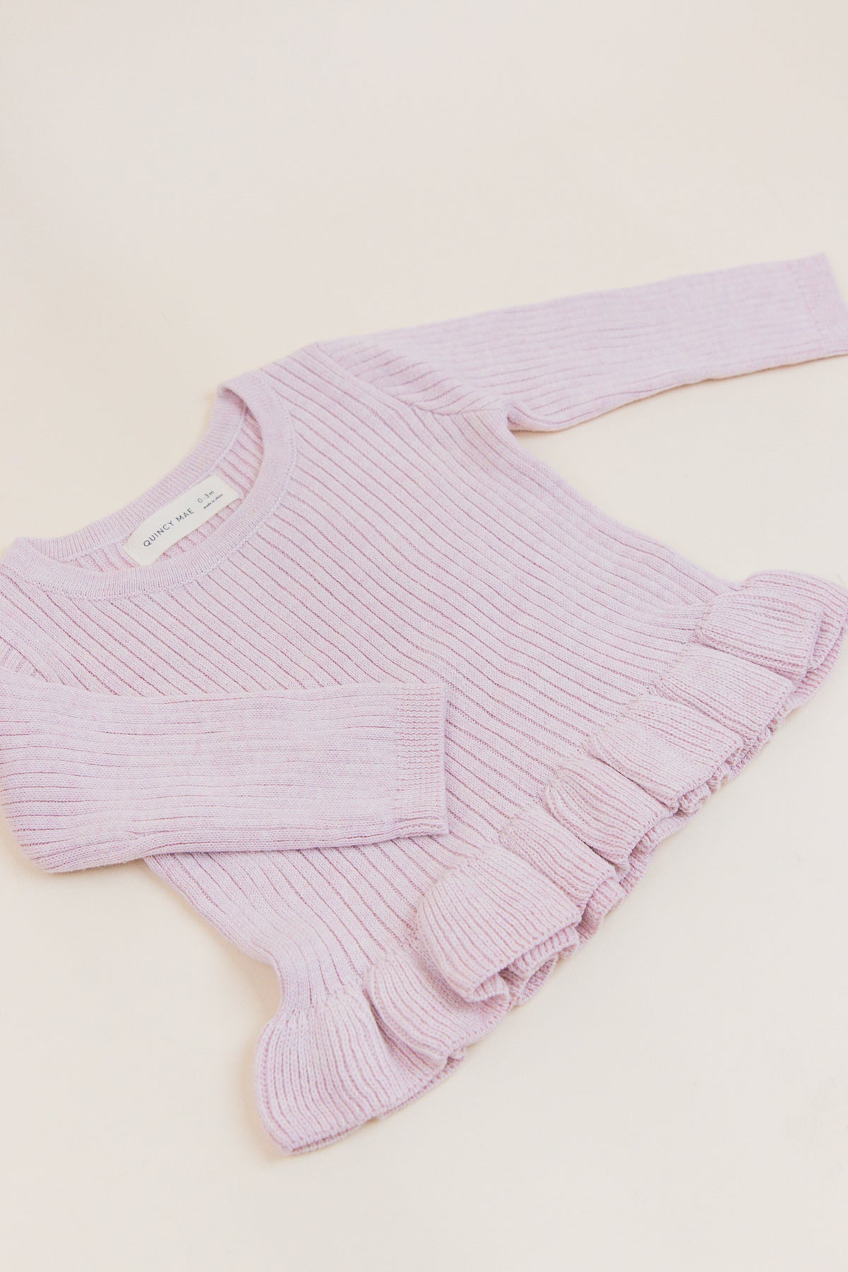 Rib Knit Peplum Top Lilac
