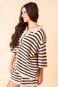 Alice Striped Short Sleeve Sweater Top