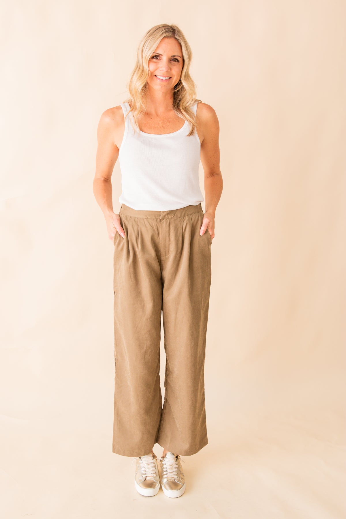 Olive Groves Front Pleat Trousers