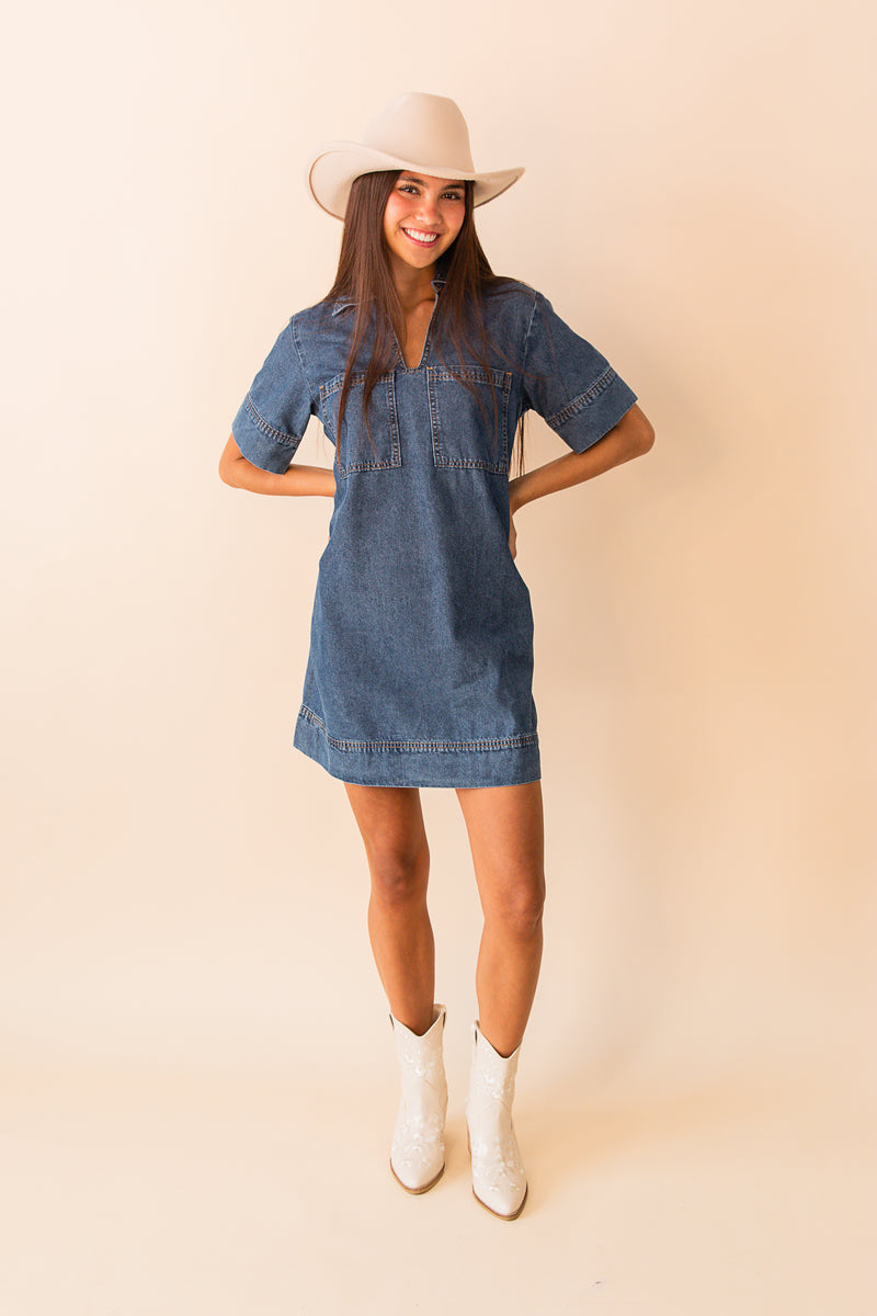 S/S Patched Pocket Mini Dress
