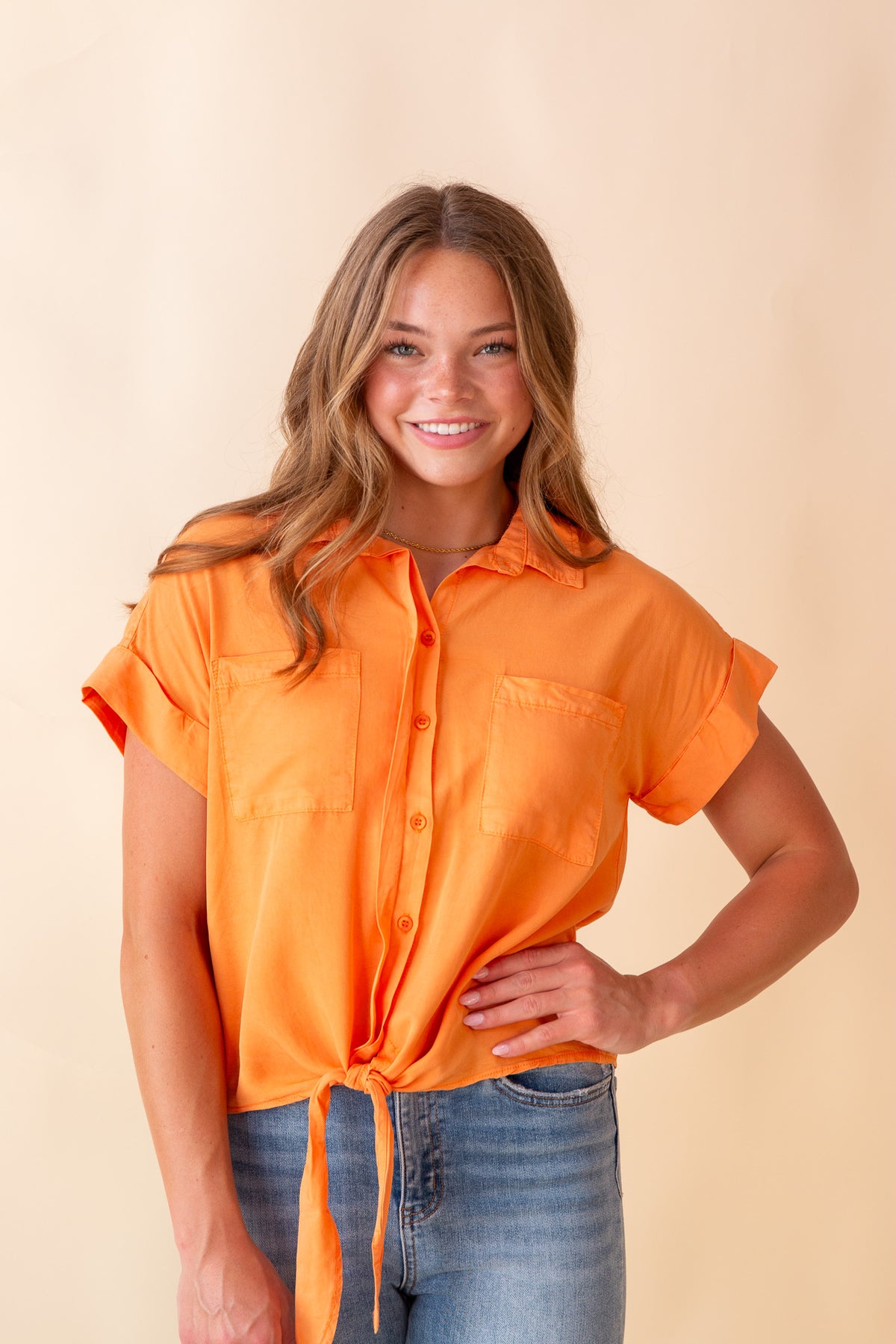 Zuria Button Down Short Sleeve Blouse