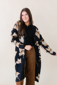 Emory Floral Intarsia Open Duster Cardi