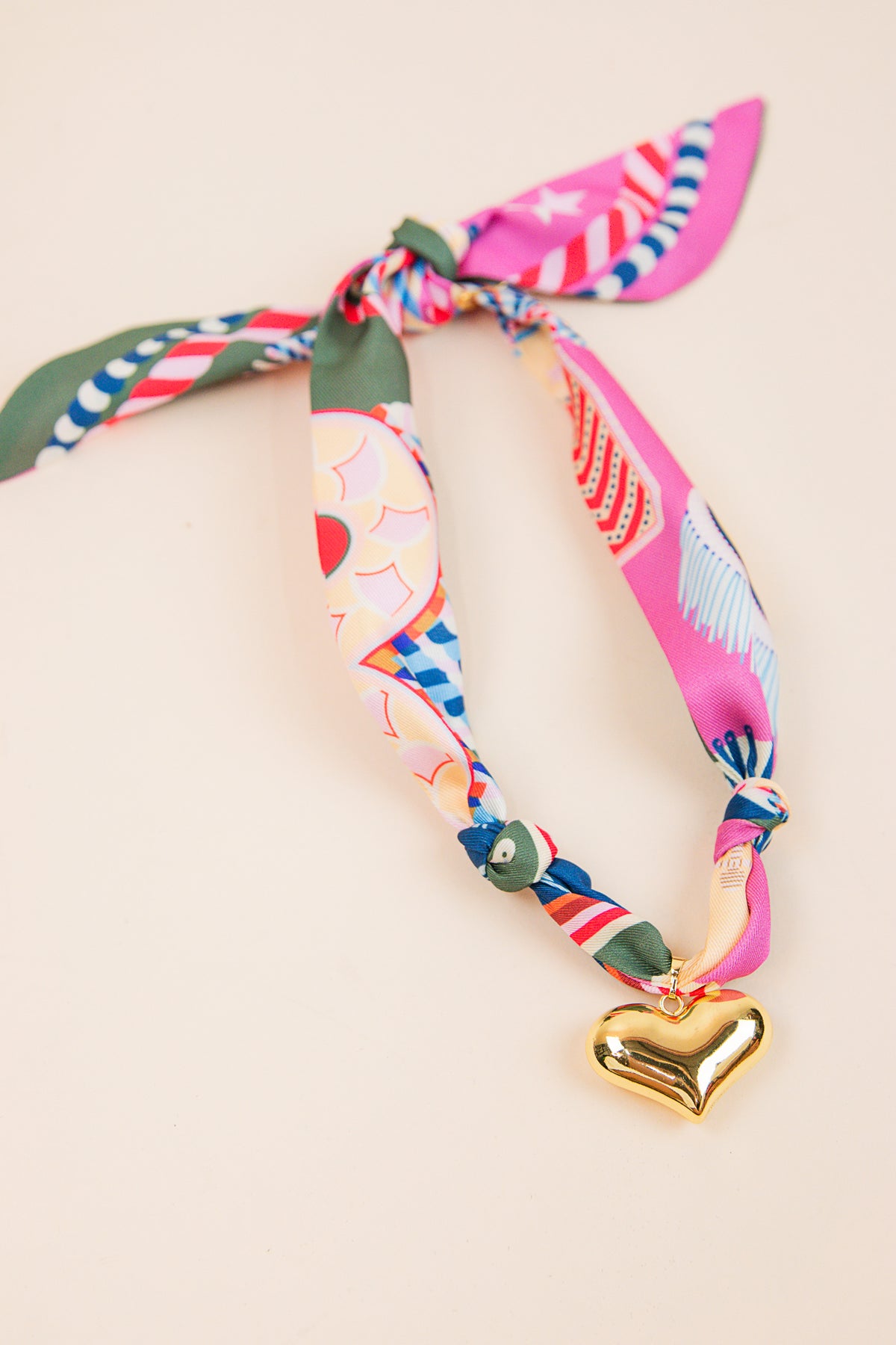 Capri Scarf Necklace Puffy Heart
