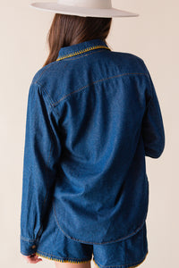 Magnolia Blanket Stitch Denim Shirt
