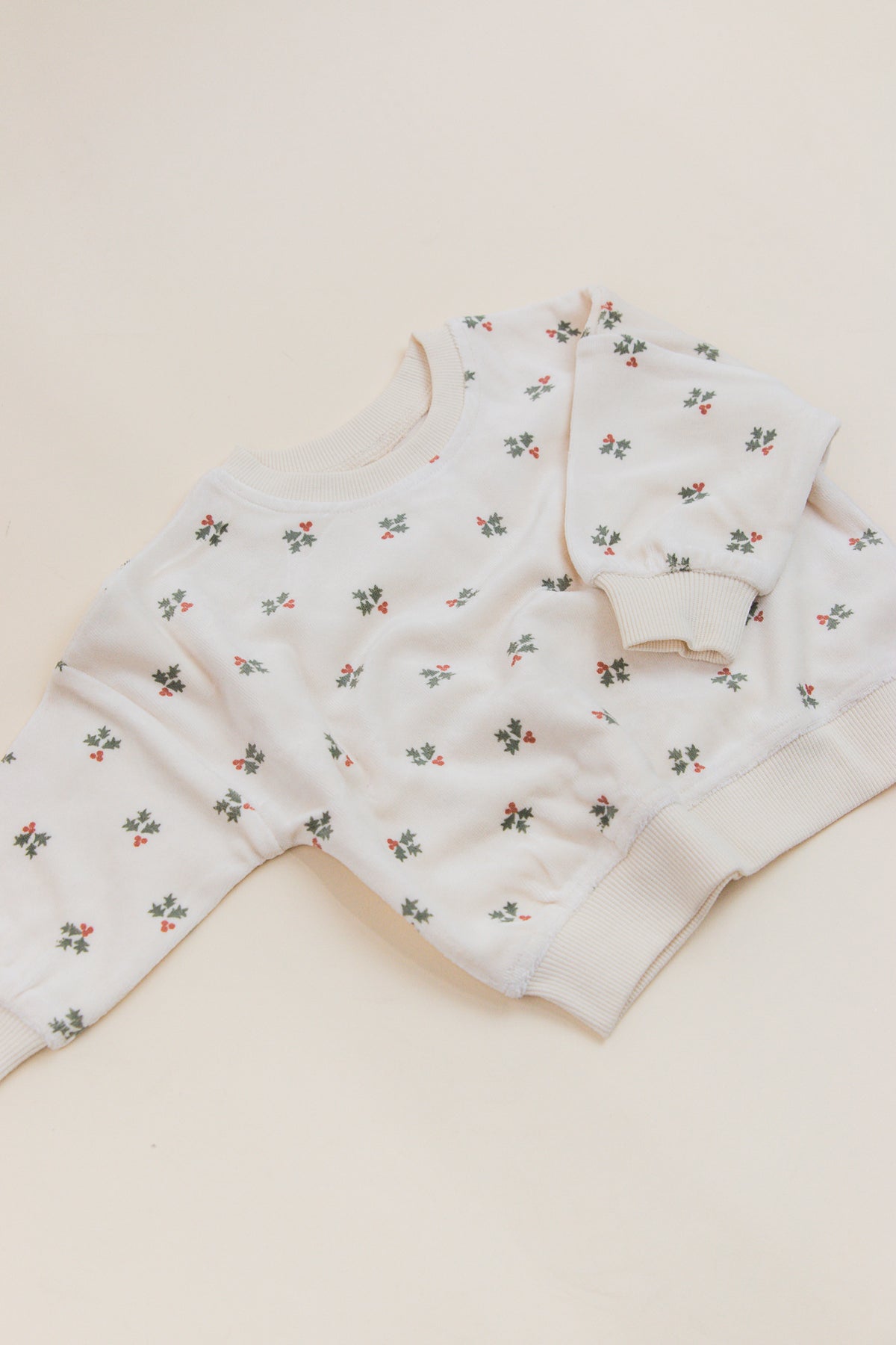 Velour Relaxed Sweatshirt Holly Berry