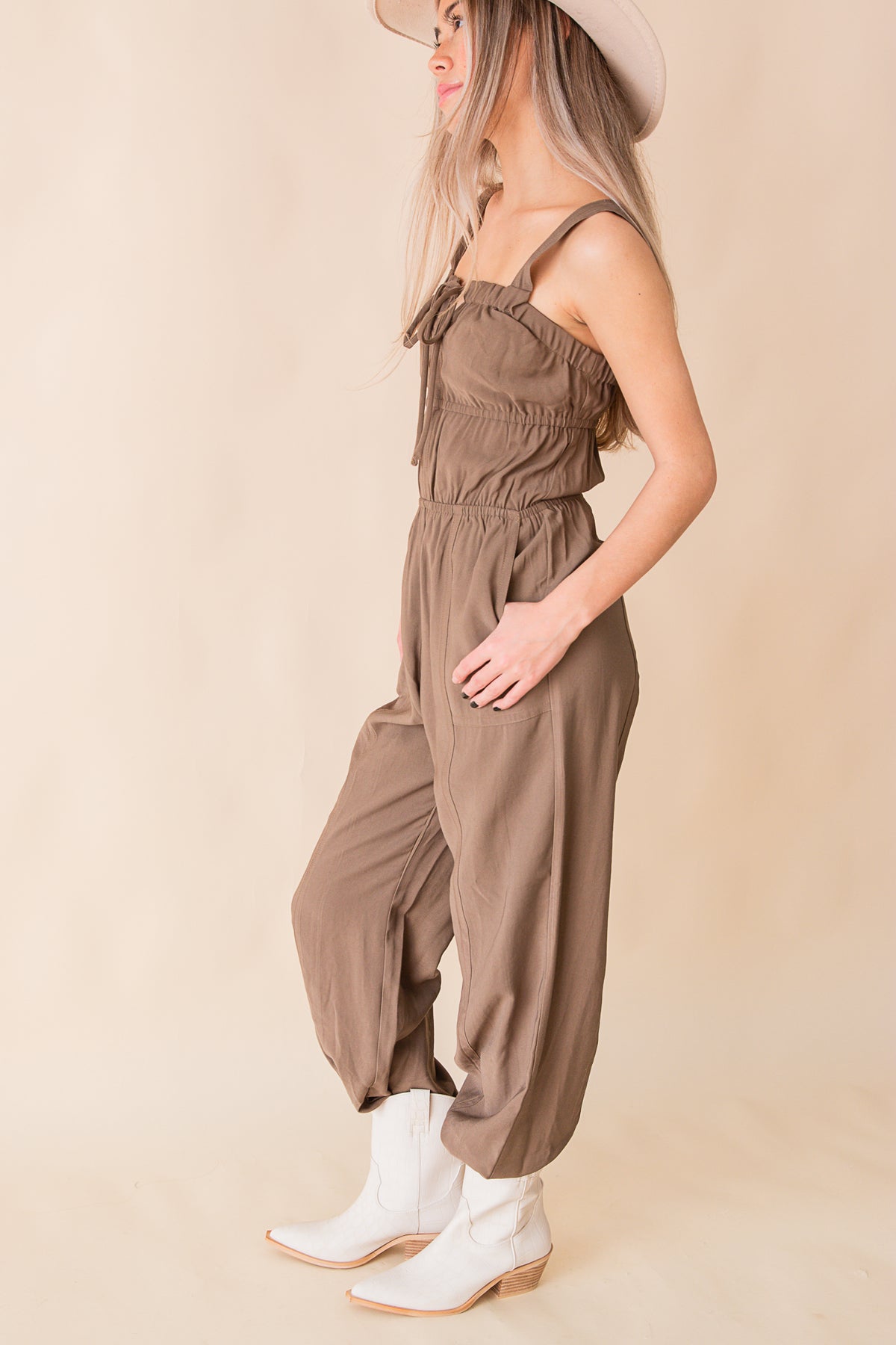 She's Poetry Gathered Bodice Jumpsuit