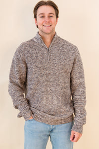 Stratton 1/4 Zip Marled Honeycomb Sweater