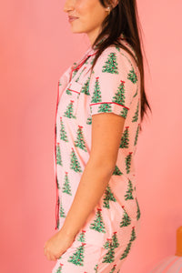 Noelle Tree S/S Button Up Sleep Shirt