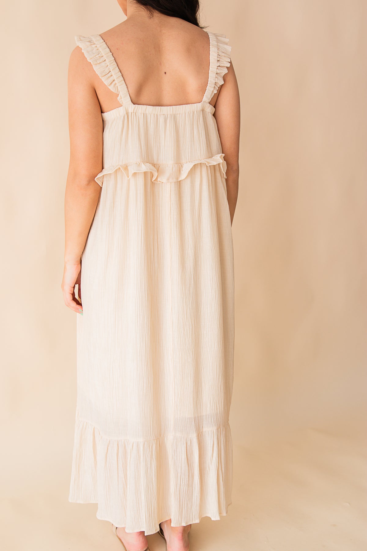 Takes Time Ruffle Trim Maxi Dress