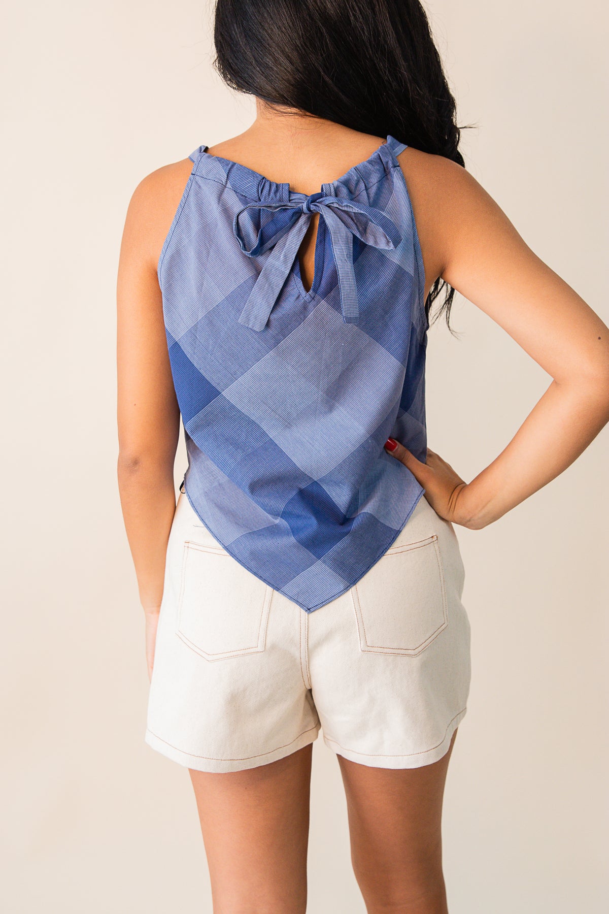 Voyage Cotton Check Halter Top