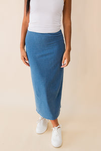 Gail Jersey Denim Midi Skirt