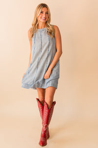 Chambray A-Line Mini Dress