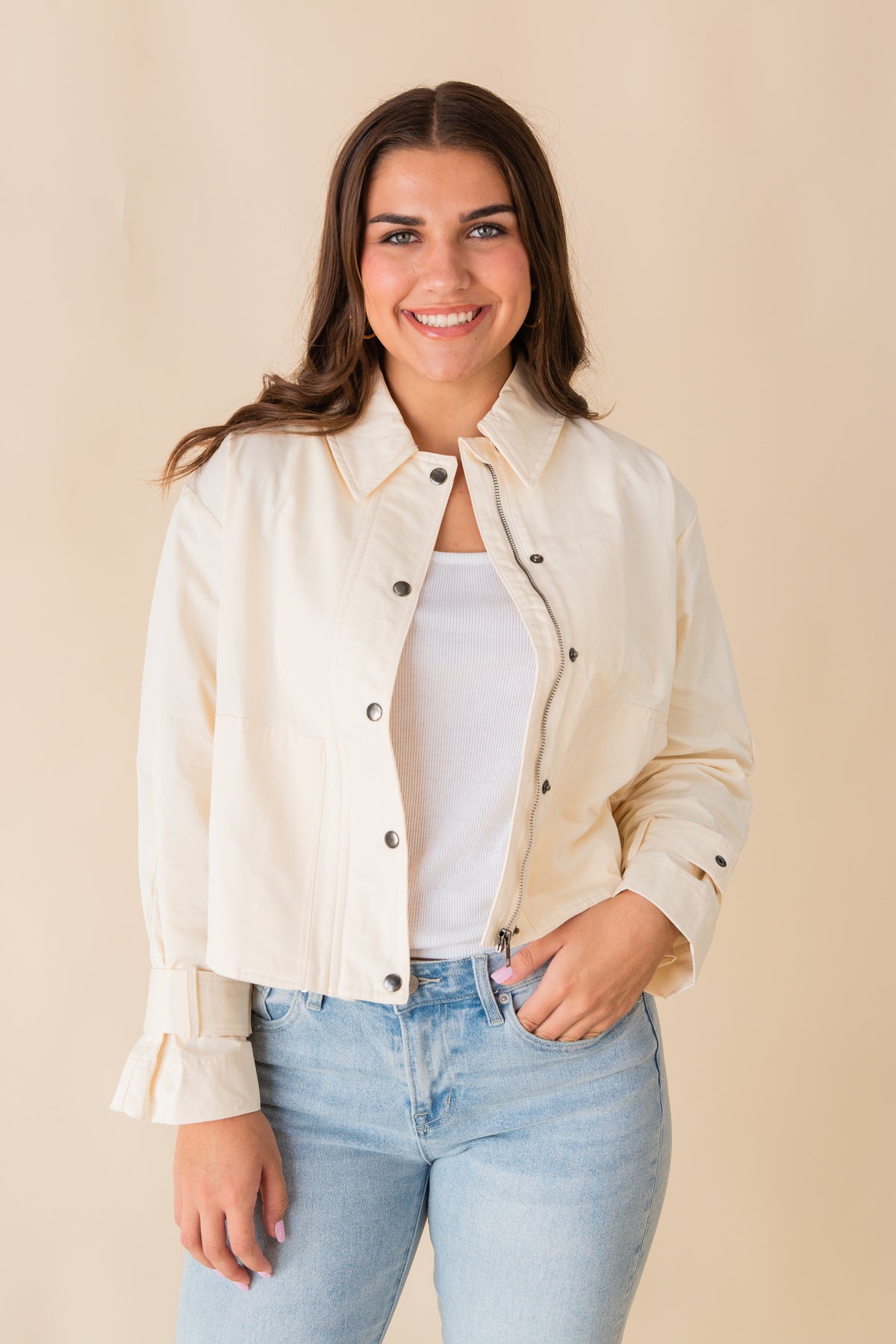 Matea Cropped Trench Coat Jacket