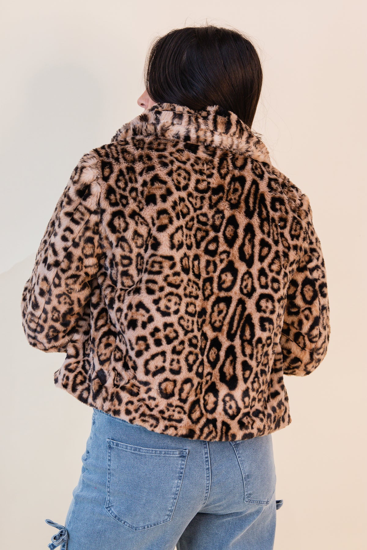 Cropped Animal Print Winter Coat