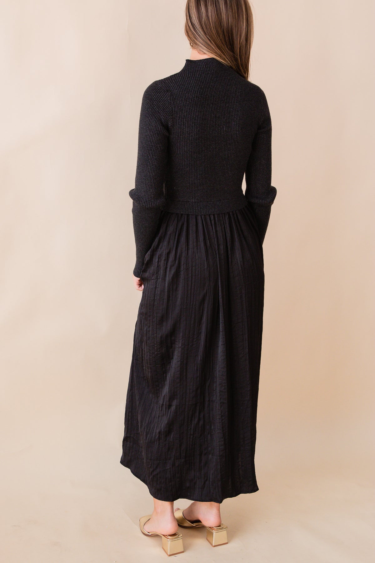 Sweater Combo Woven Dress