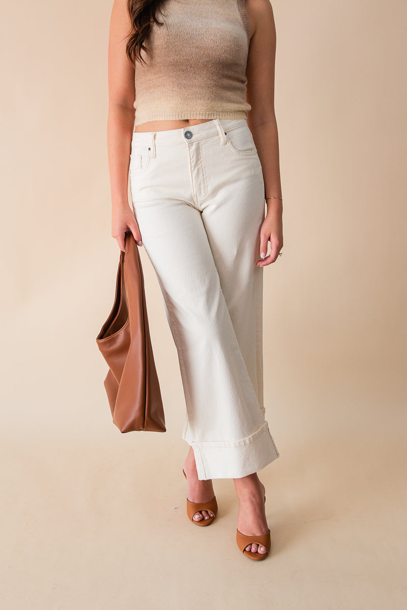 Meg High Rise Fab AB Wide Legs Roll Up