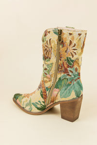 The Sorrel Floral Tapestry Western Bootie