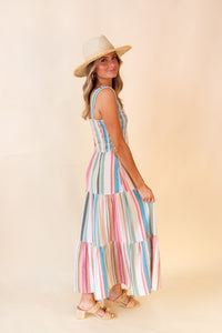Sadieville Smocked Bodice Striped Maxi Dress