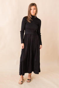 Sweater Combo Woven Dress