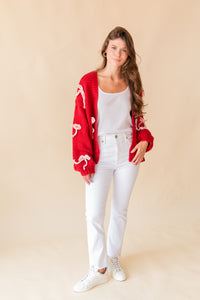 Candy Cane Chunky Knit Cardigan