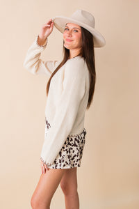 Reyna Contrast Stitch Detail Sweater