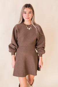 Balloon Sleeve Sweater Dress