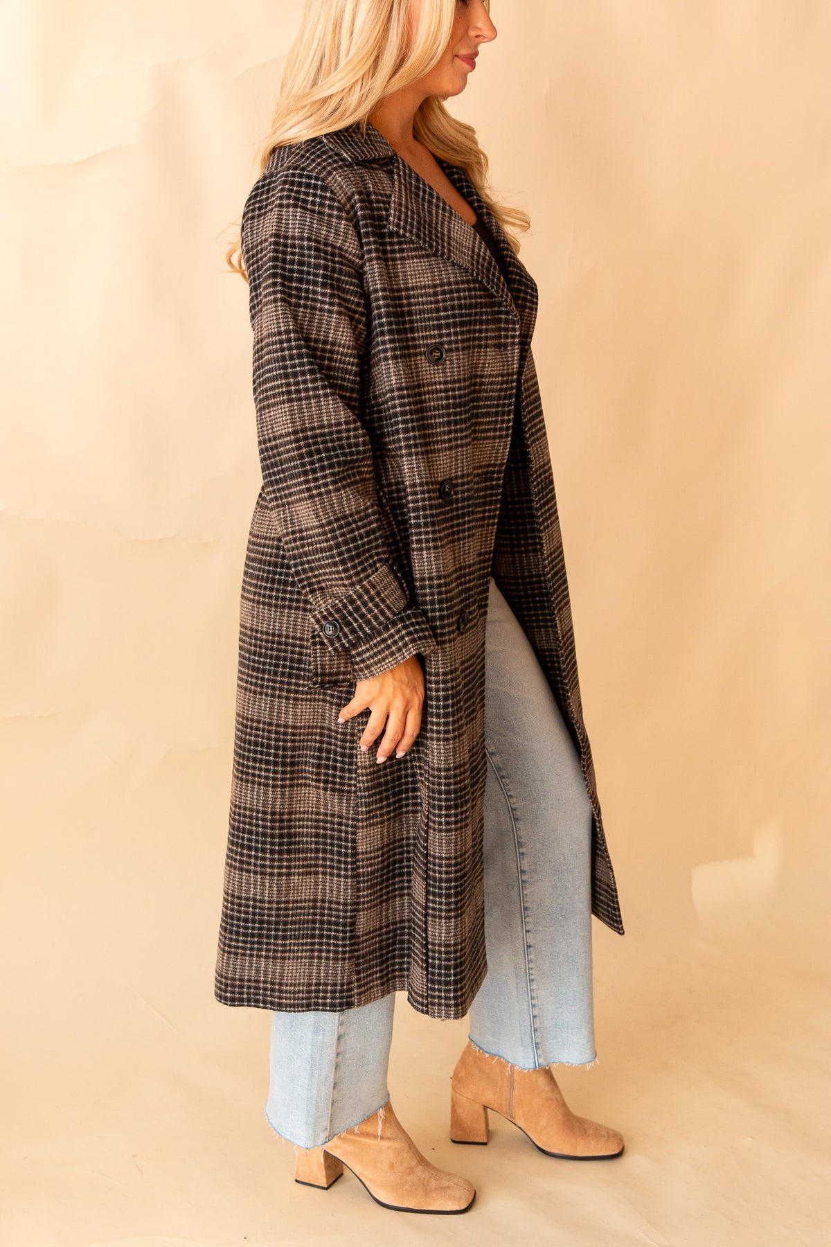 Jackie Plaid Trench