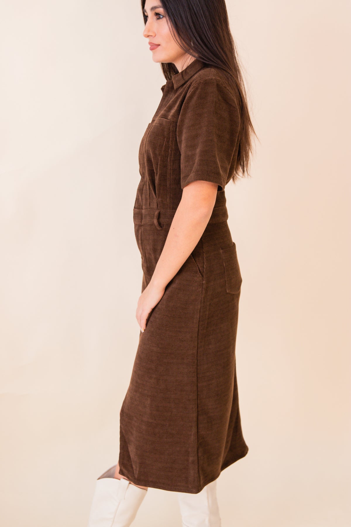 Paradox Cord Shirt Midi Dress