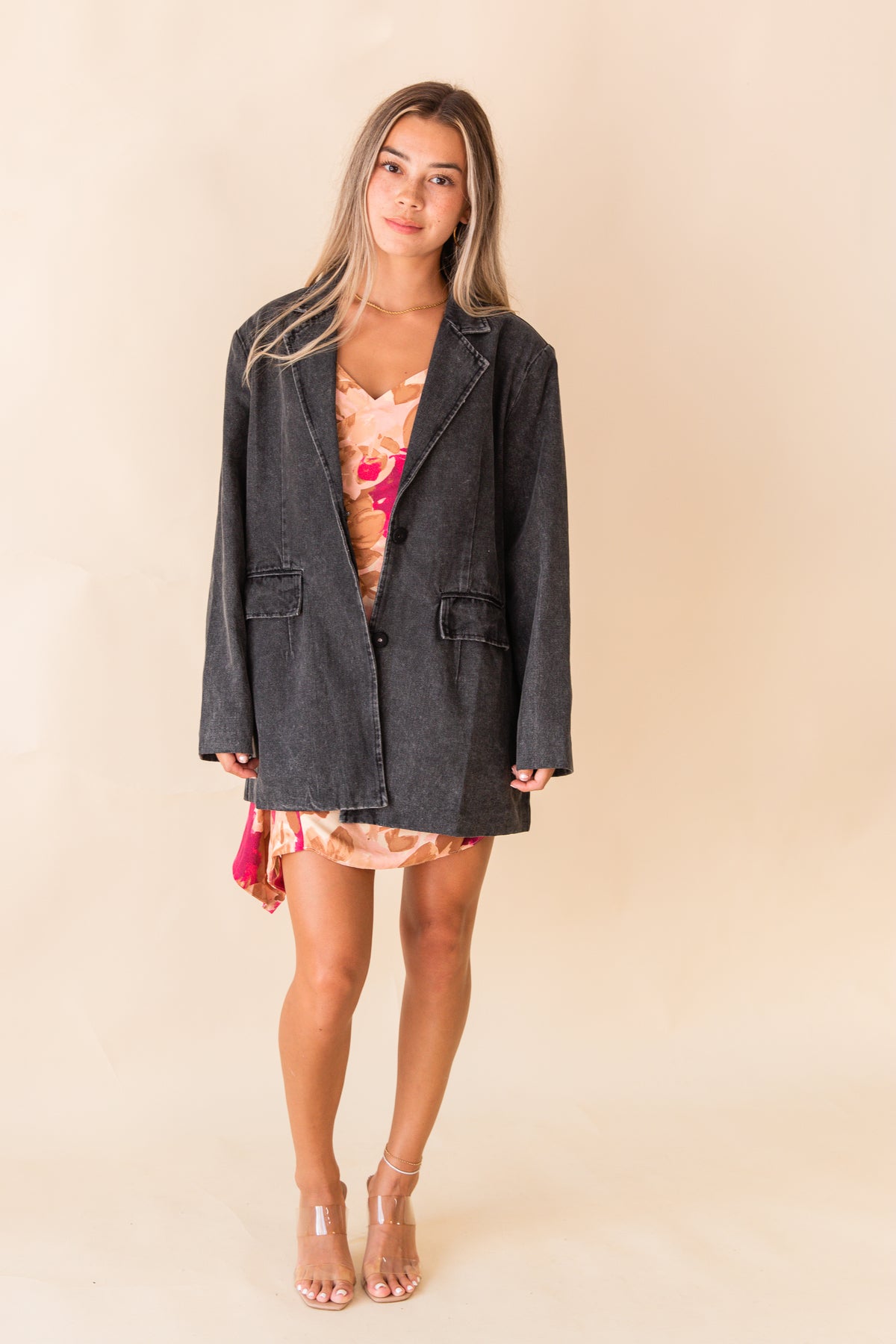 High Class Black Denim Oversized Blazer