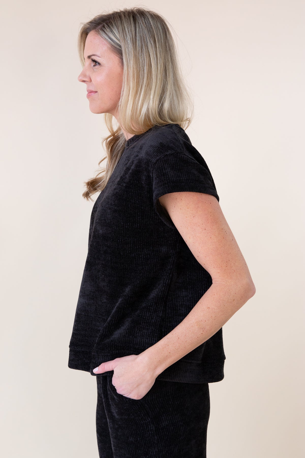 Chenille Short Sleeve Top