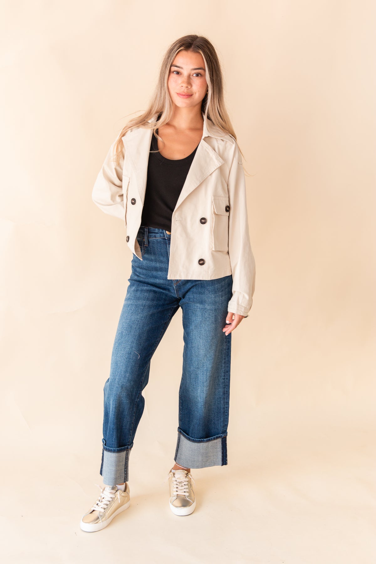 Quincy Cropped Trench Jacket