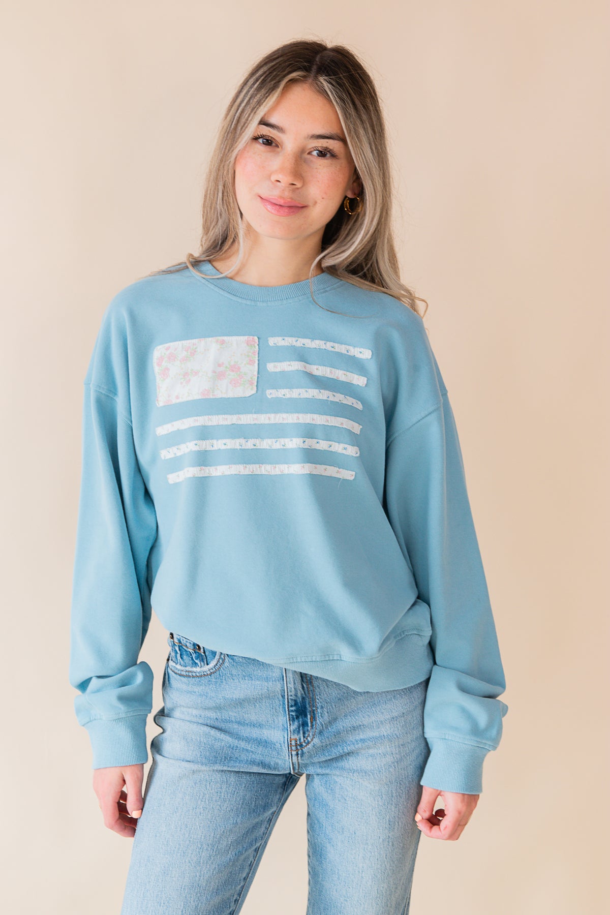 Floral Patch Flag Pullover