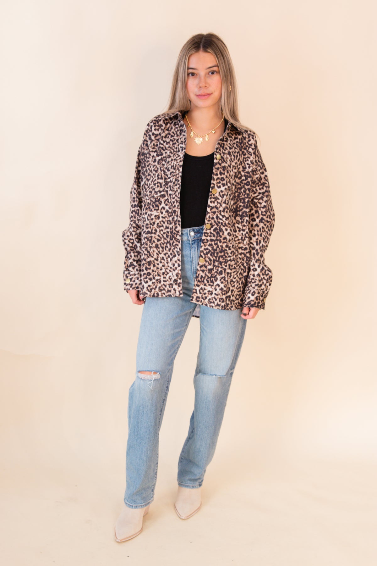 Leopard Print Work Jacket