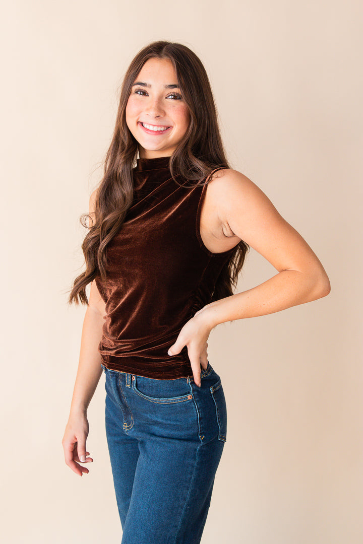 Midnight Oil Velvet High Neck Top