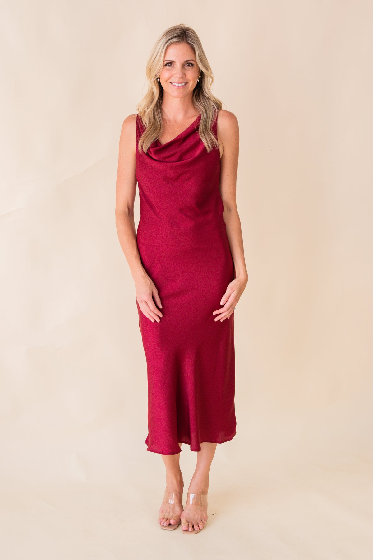 Sweet Treat Cowl Neck Midi Dress