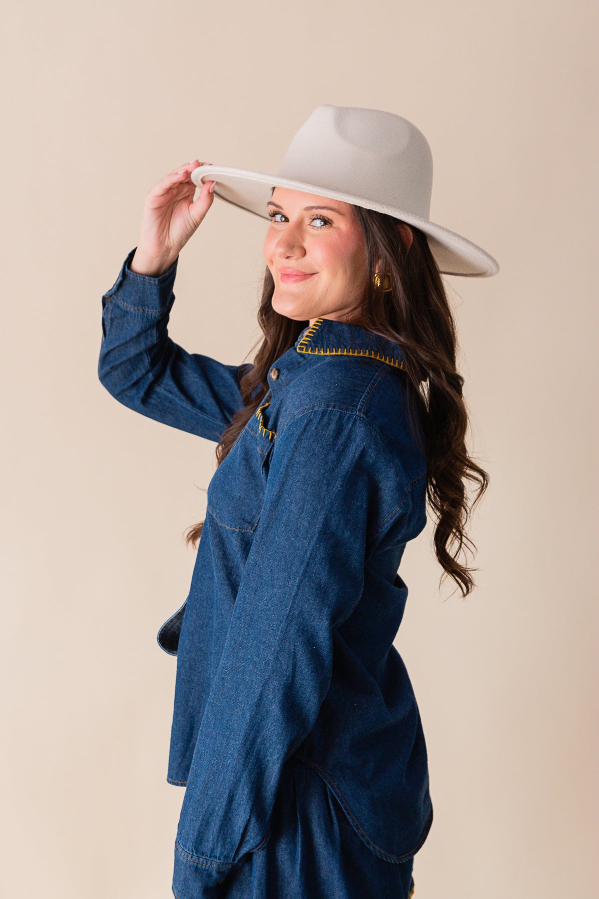 Magnolia Blanket Stitch Denim Shirt